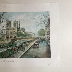 2 Paris scene 1982 edition print Les Notre Dame & les champs Elysees by Artertre